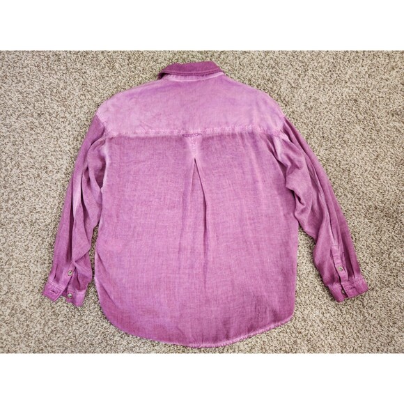 PILCRO By Anthropologie Joelle Relaxed Mulberry Purple Button Down Blouse Size S - Picture 4 of 8